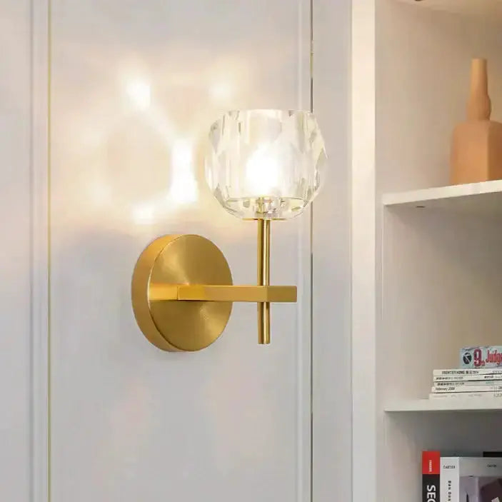 Modern Gold Crystal Wall Lamp Globe Sconce