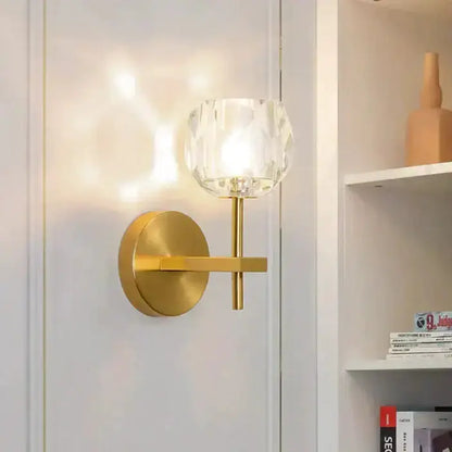 Modern Gold Crystal Wall Lamp Globe Sconce
