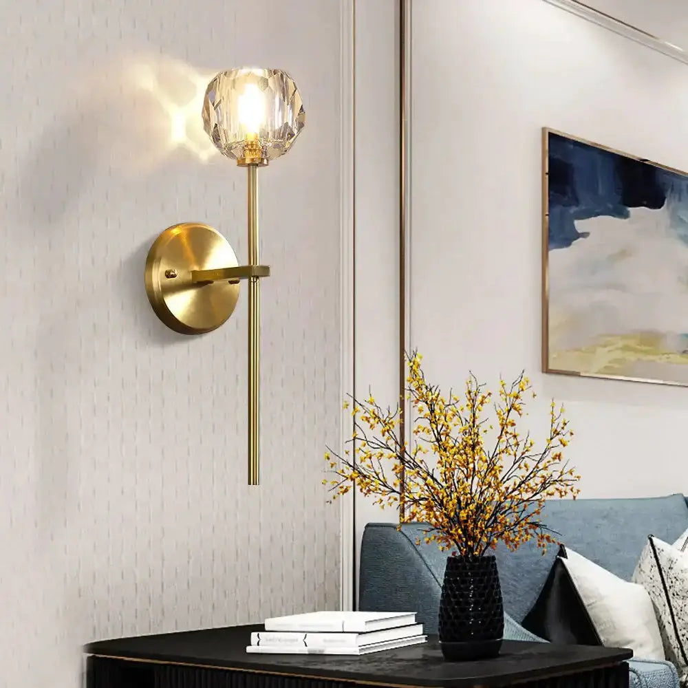 Modern Gold Crystal Wall Lamp Globe Sconce