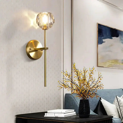 Modern Gold Crystal Wall Lamp Globe Sconce