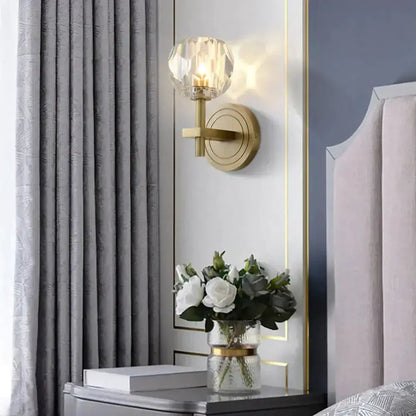 Modern Gold Crystal Wall Lamp Globe Sconce