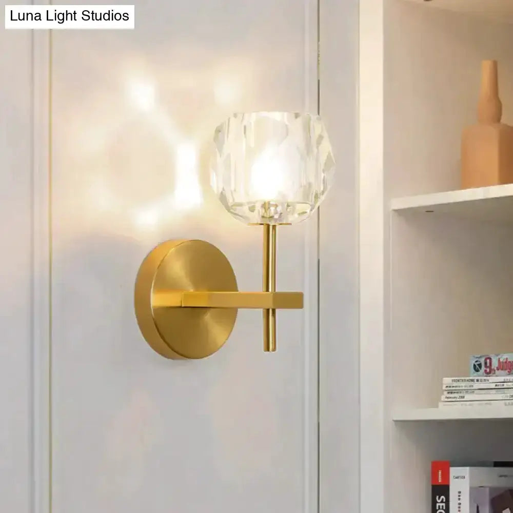 Modern Gold Crystal Wall Lamp Globe Sconce