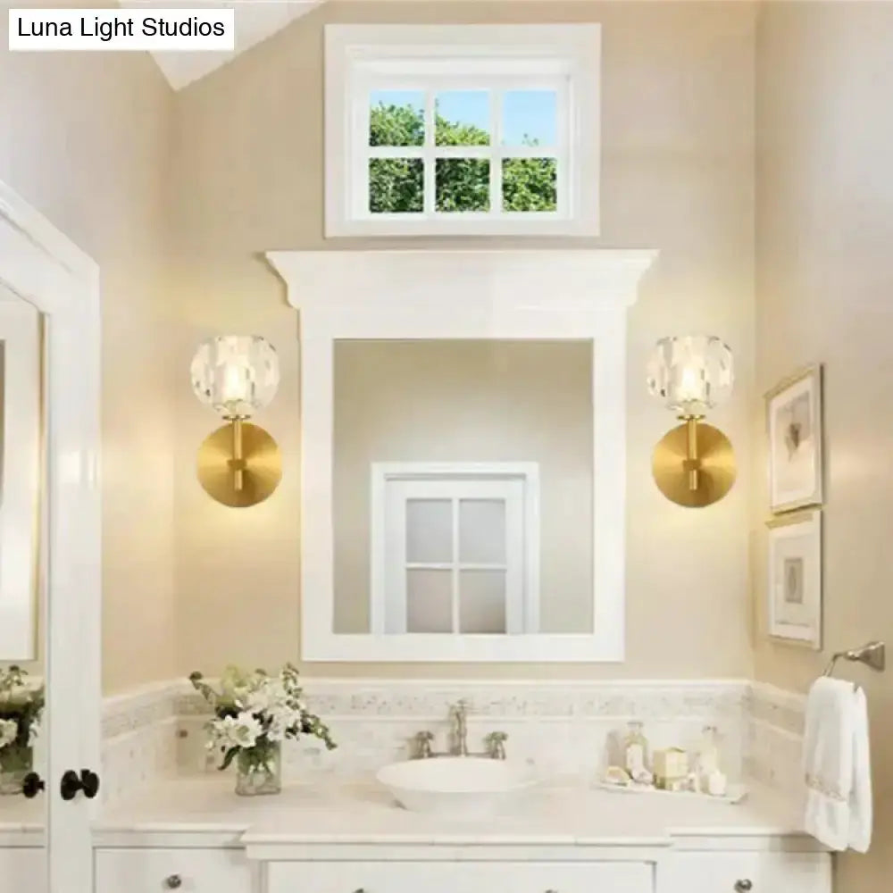 Modern Gold Crystal Wall Lamp Globe Sconce