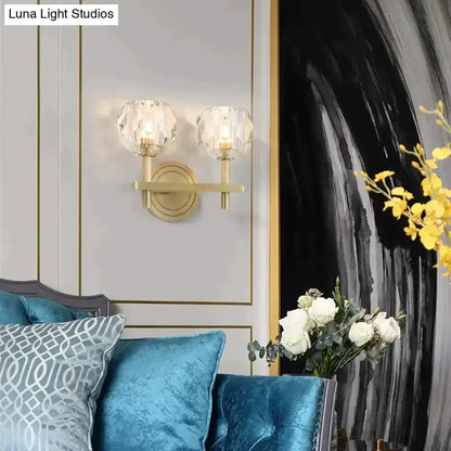 Modern Gold Crystal Wall Lamp Globe Sconce