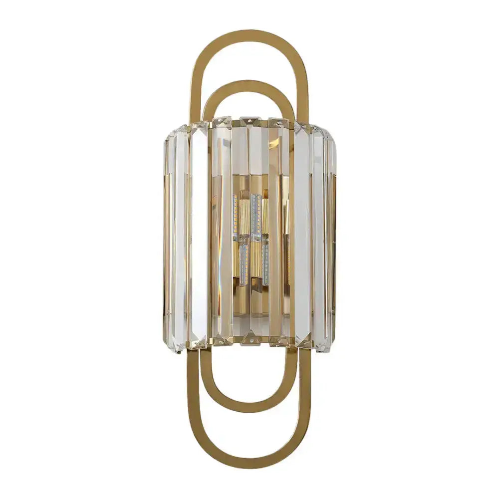 Modern gold crystal wall lamp for bedroom, Decorbites metal frame with crystal prisms on Tampa Home & Garden Store