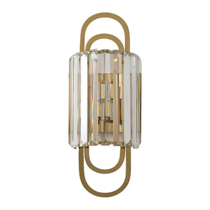 Modern gold crystal wall lamp for bedroom, Decorbites metal frame with crystal prisms on Tampa Home & Garden Store