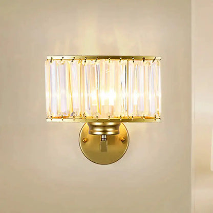 Modern gold crystal wall lamp Decorbites, wall-mount with rectangular crystal shade 220–240V on Tampa Home & Garden Store