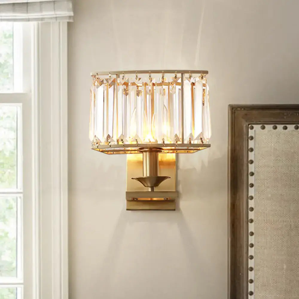 Gold Crystal Living Sconce by Decorbites, gold finish with crystal prisms on Tampa Home & Garden Store