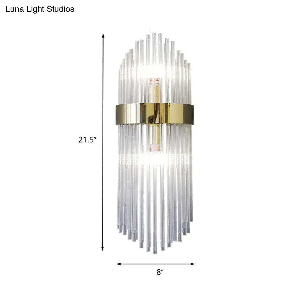 Gold Layered Crystal LED Wall Sconce by Decorbites with fringe 21.5 tall 8 wide on Tampa Home & Garden Store