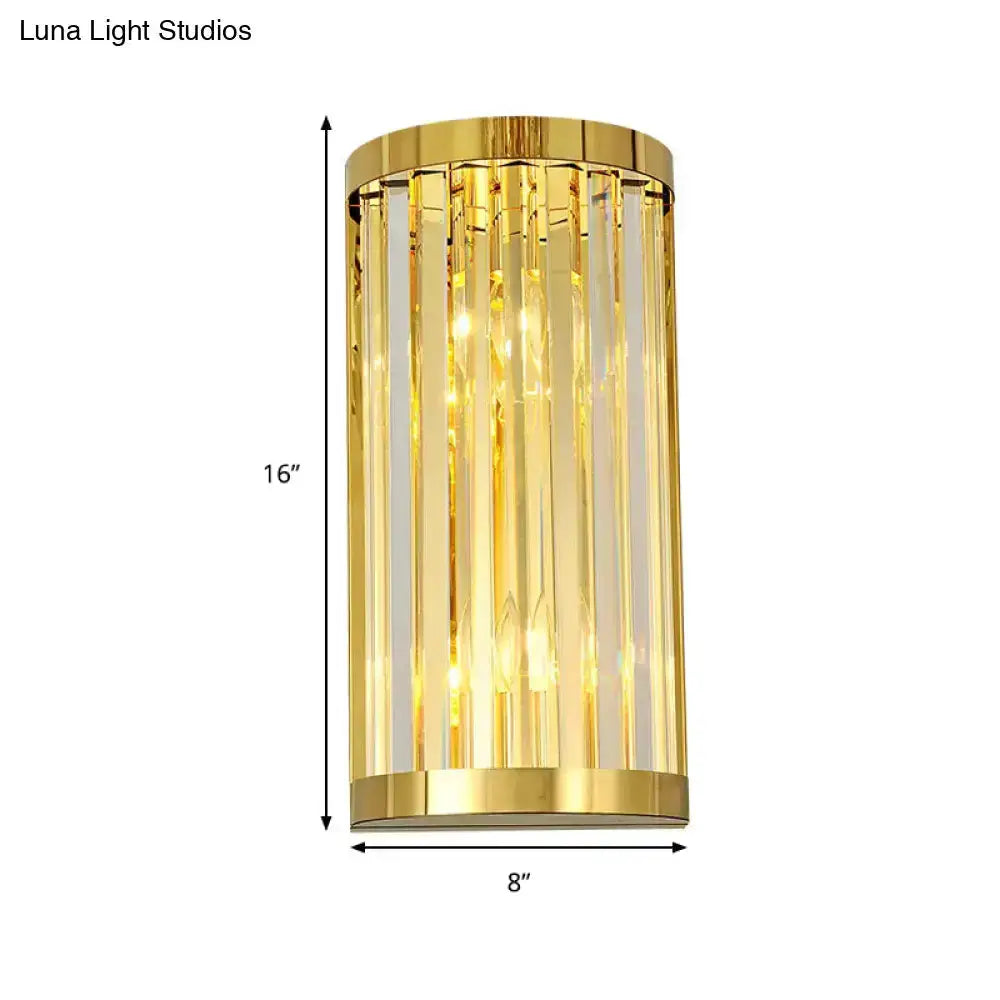 Modern gold crystal wall sconce with hanging prisms by Decorbites, 16in tall 8in wide on Tampa Home & Garden Store