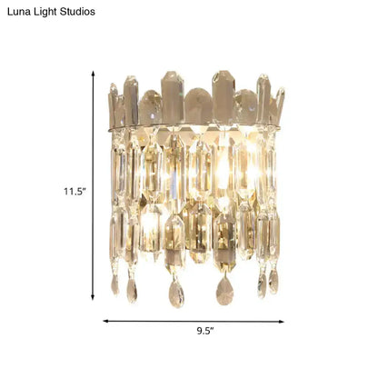 Modern gold crystal wall sconce with hanging prisms, Decorbites 11.5in tall by 9.5in wide on Tampa Home & Garden Store