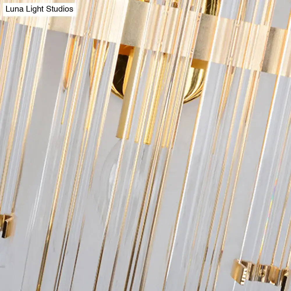 Gold crystal wall lamp compact 5-9 inch, gold finish with hanging prism strands Decorbites on Tampa Home & Garden Store