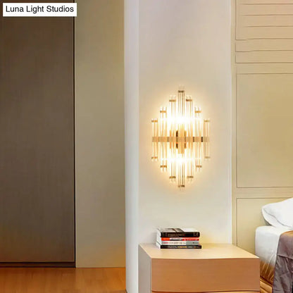 Gold crystal wall lamp 5-9in by Decorbites, gold metal with crystal rods, wall-mount on Tampa Home & Garden Store