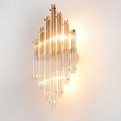 Decorbites Gold Crystal Wall Lamp, gold finish with crystal rods, compact 5-9 inch on Tampa Home & Garden Store