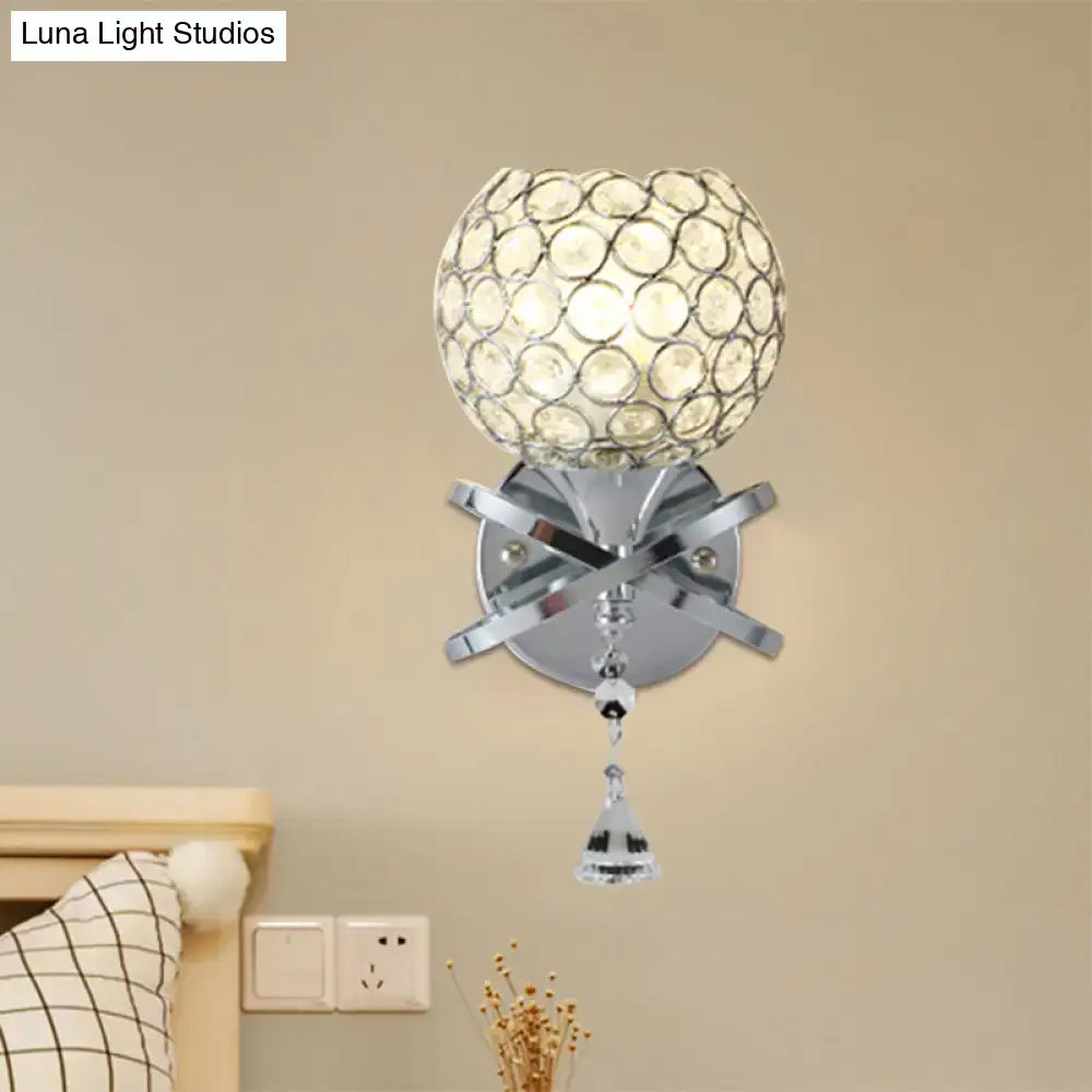 Gold Crystal Ball Sconce by Decorbites with mosaic glass globe and chrome base on Tampa Home & Garden Store