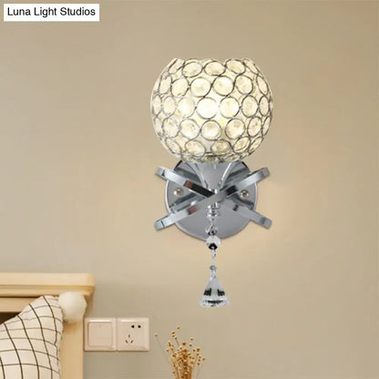Gold Crystal Ball Sconce by Decorbites with mosaic glass globe and chrome base on Tampa Home & Garden Store