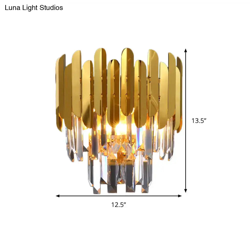 Gold Crystal Corridor Lamp Decorbites gold leaf top with crystal prisms 13.5 tall on Tampa Home & Garden Store