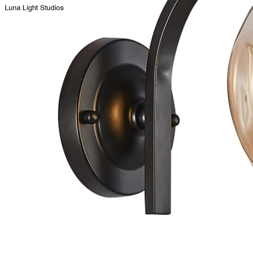 Modern gold curved arm glass wall sconce with black backplate bedroom light Decorbites on Tampa Home & Garden Store