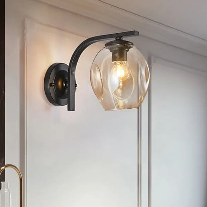Modern gold curved arm glass wall sconce by Decorbites bedroom light on Tampa Home & Garden Store