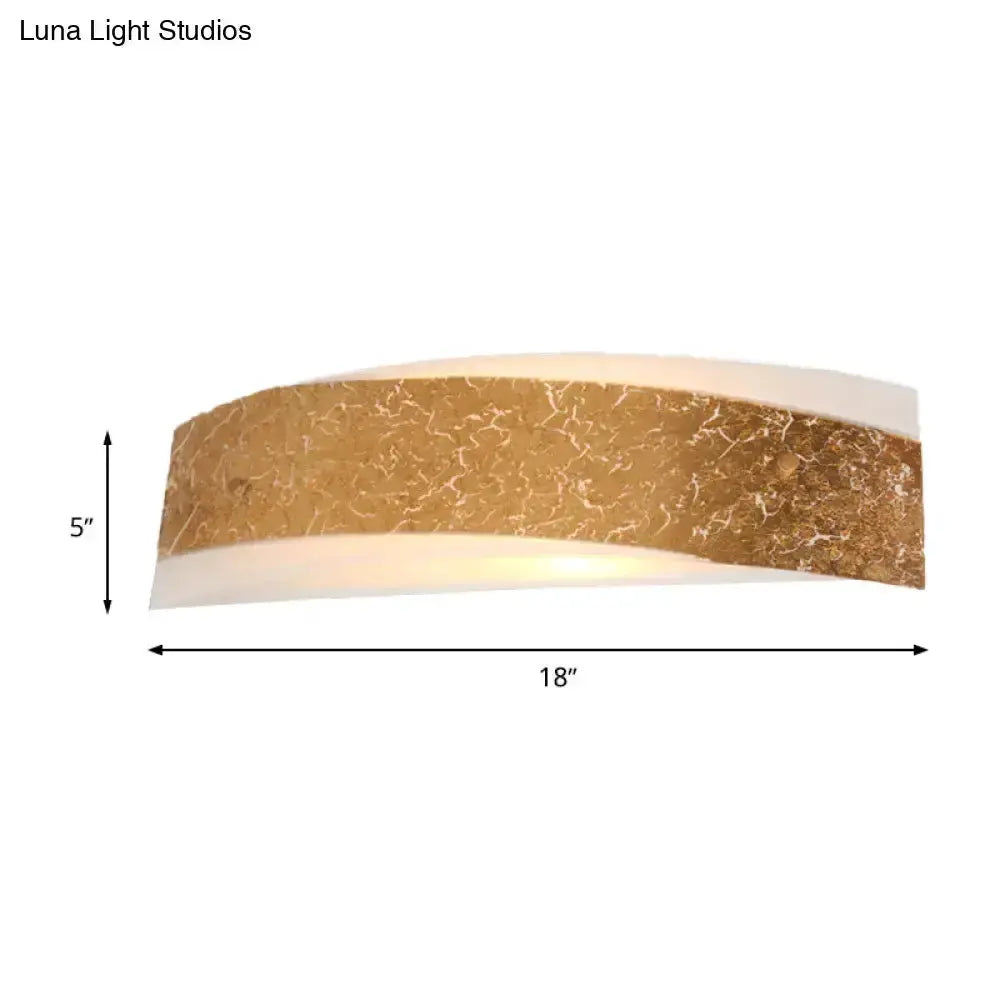 Decorbites gold curved LED wall lamp sconce with crackled finish, 18in wide, 5in tall on Tampa Home & Garden Store