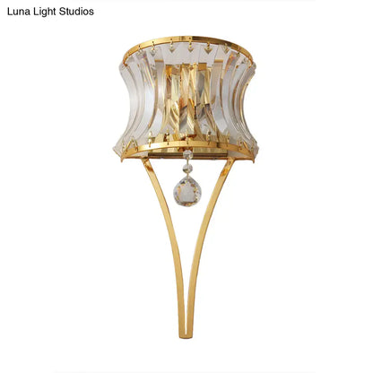Gold crystal wall light with vintage prism shade, gold metal frame, Decorbites on Tampa Home & Garden Store