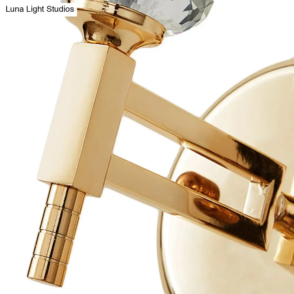 Gold Crystal Wall Lamp Cylinder Single-Light Decorbites on Tampa Home & Garden Store