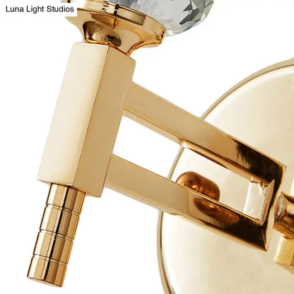 Gold Crystal Wall Lamp Cylinder Single-Light Decorbites on Tampa Home & Garden Store