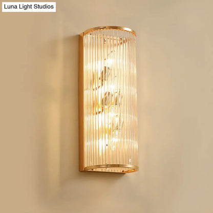 Gold crystal cylinder wall lamp Decorbites, crystal rods in gold finish on Tampa Home & Garden Store