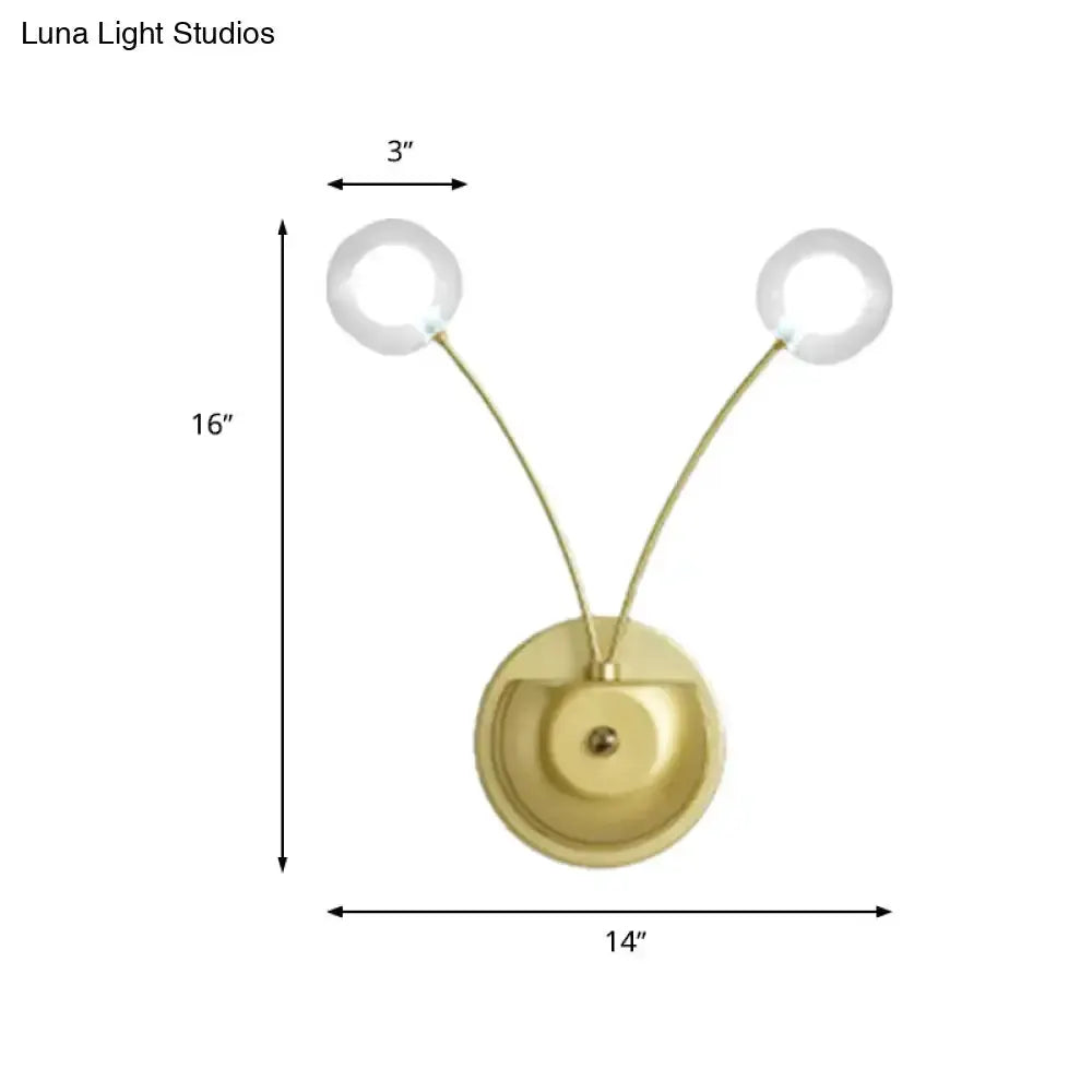Modern gold double-arm wall lamp with glass globe shades by Decorbites, 14x16 in on Tampa Home & Garden Store