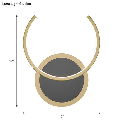 Gold Ring LED Wall Sconce by Decorbites; gold ring and dark gray backplate, 10x12 in on Tampa Home & Garden Store