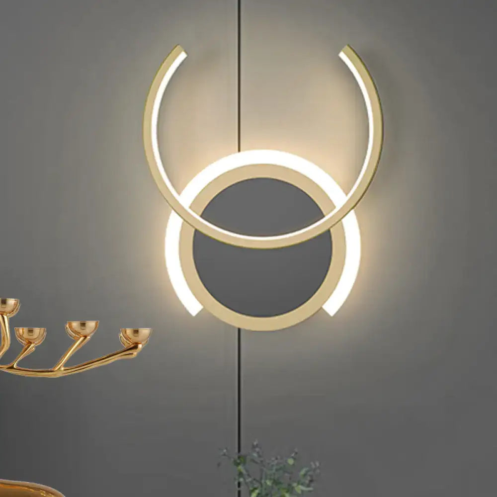 Gold Ring LED Wall Sconce by Decorbites, overlapping circular LED rings on Tampa Home & Garden Store