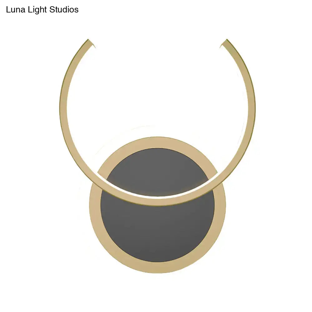 Gold Ring LED Wall Sconce with gold circle frame and dark center by Decorbites, modern lighting on Tampa Home & Garden Store