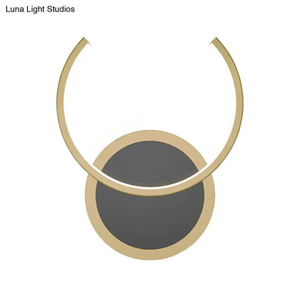 Gold Ring LED Wall Sconce with gold circle frame and dark center by Decorbites, modern lighting on Tampa Home & Garden Store