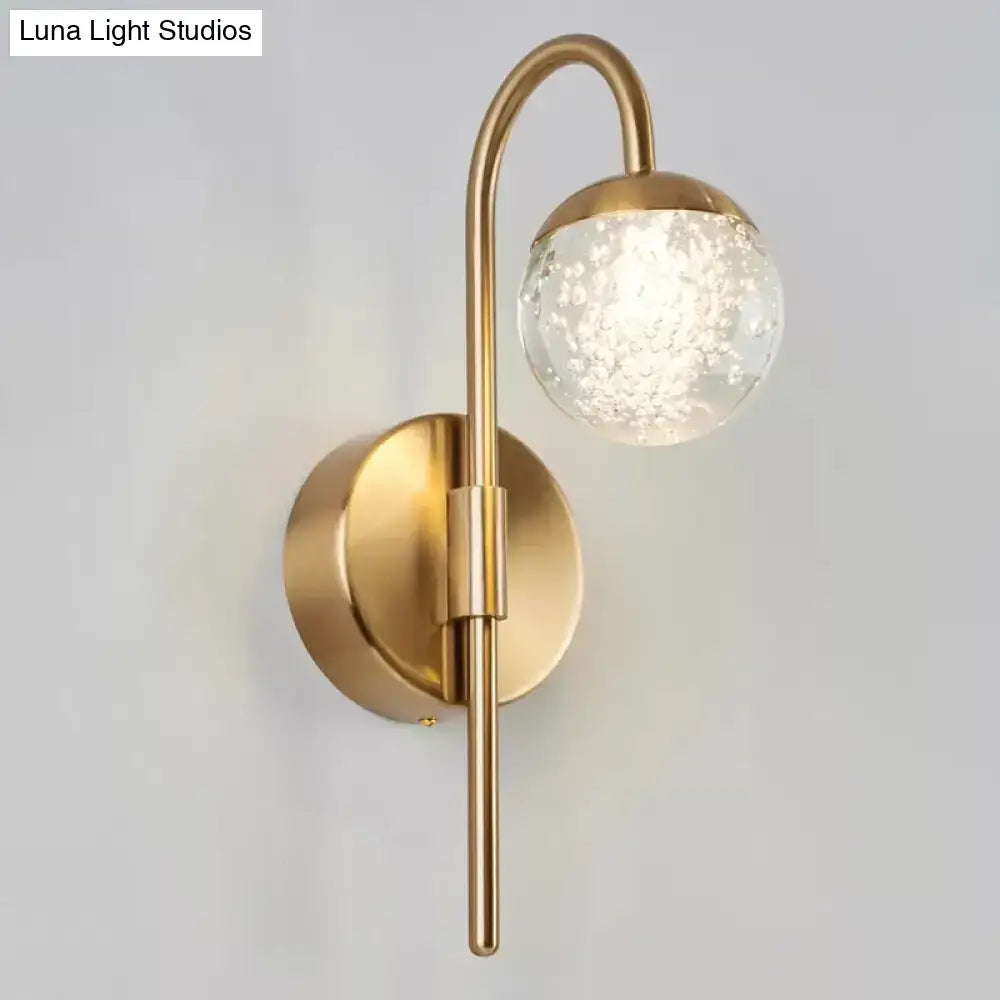 Gold Crystal Globe 2-Light Sconce brass finish with glass orb wall light Decorbites on Tampa Home & Garden Store