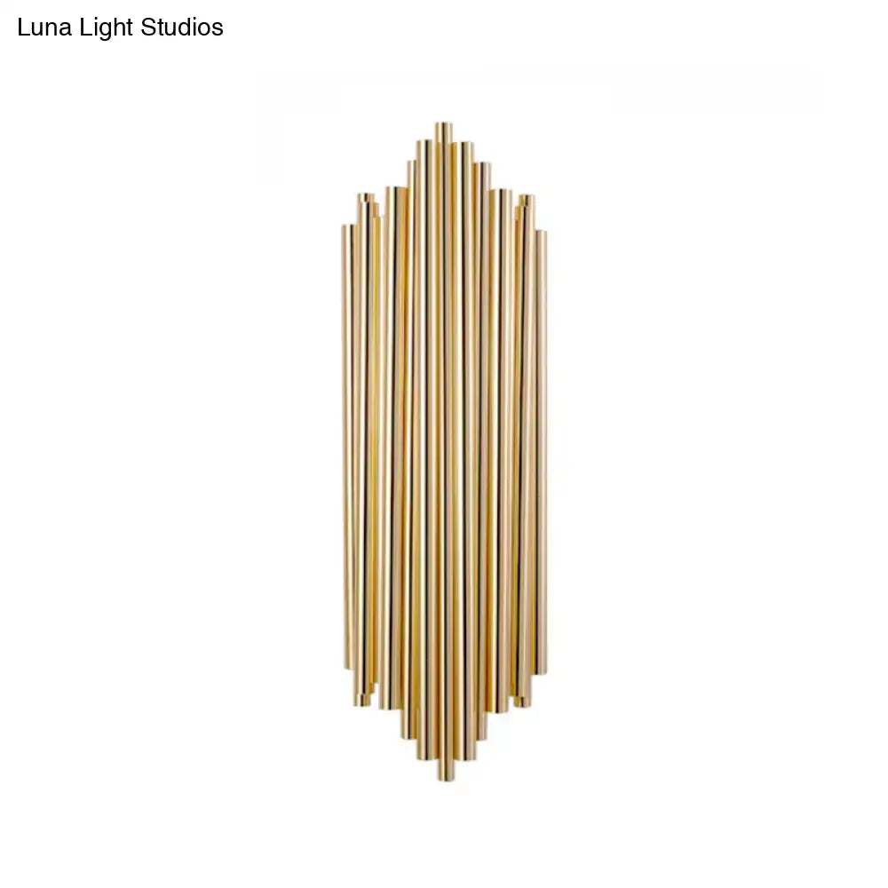 Gold Slim Tube 4-Bulb Wall Lamp by Decorbites, gold-tone metal wall sconce with vertical tubes on Tampa Home & Garden Store