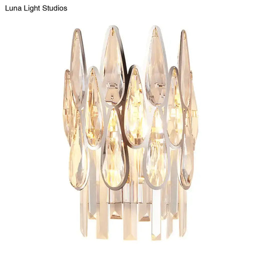 Teardrop Wall Light Sconce - Gold Finish Crystal Wall Lamp with Half-Circle Design - Tampa Home & Garden Store