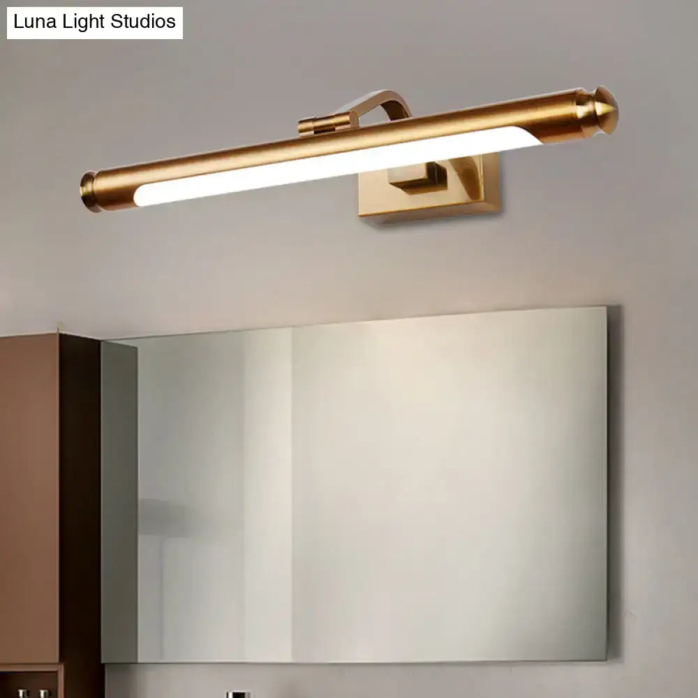 Gold tubed vanity light by Decorbites, wall-mounted LED bar with warm glow on Tampa Home & Garden Store