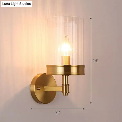 Gold clear glass hallway sconce with brass finish, Decorbites, 6.5 in wide x 9.5 in tall on Tampa Home & Garden Store