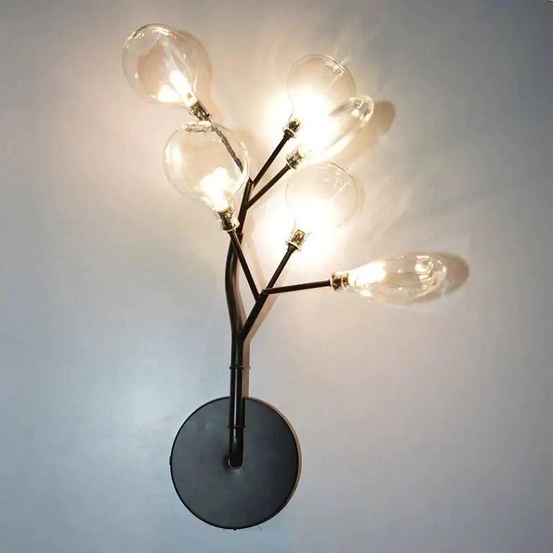 Modern gold firefly tree branch LED wall light Decorbites with glass bulbs on metal mount on Tampa Home & Garden Store