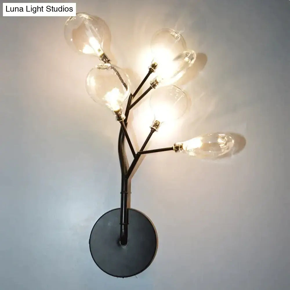 Modern gold firefly tree branch LED wall light with clear glass bulbs wall mount base on Tampa Home & Garden Store