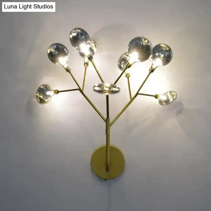 Modern gold firefly tree-branch LED wall light by Decorbites with glass bulb tips on Tampa Home & Garden Store