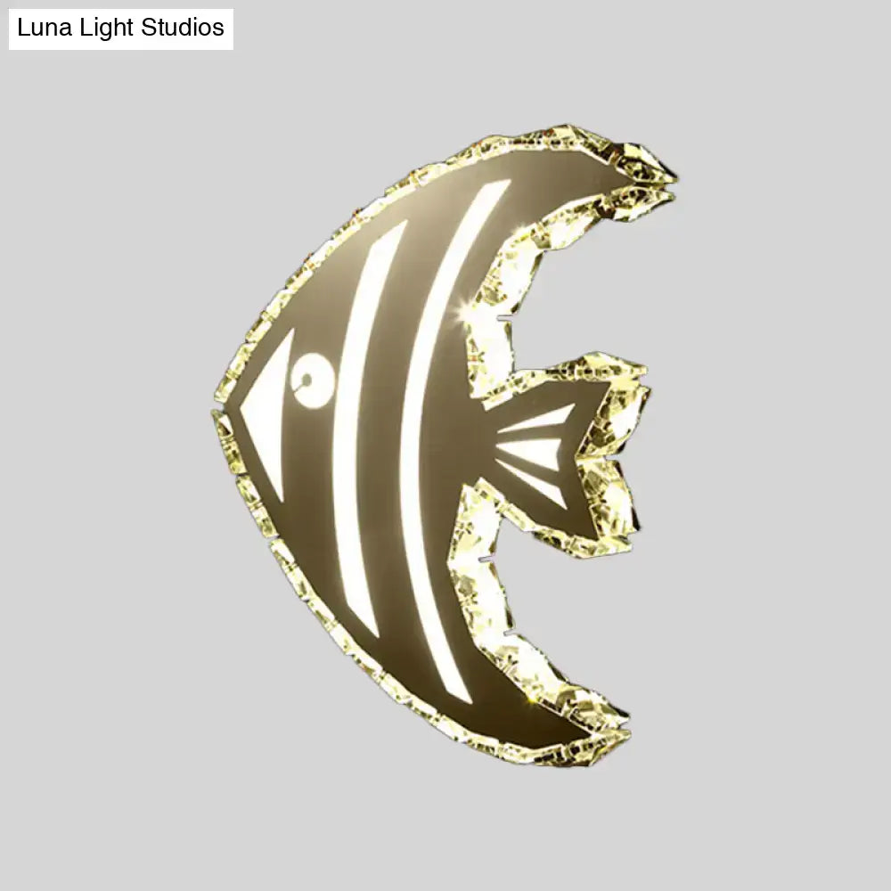 Gold crystal fish sconce with faceted edges Decorbites wall mount home decor on Tampa Home & Garden Store