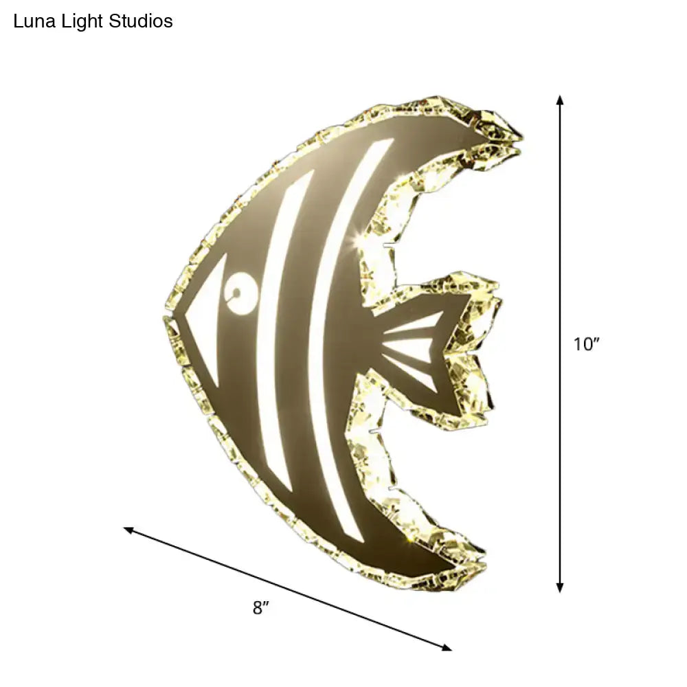 Gold Crystal Fish Sconce gold-tone fish silhouette with crystal border Decorbites on Tampa Home & Garden Store