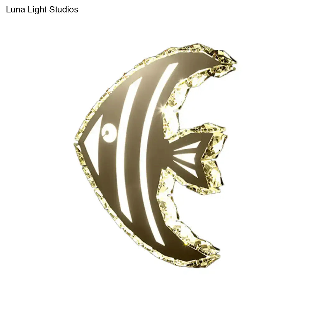 Gold Crystal Fish Sconce, Decorbites, crescent fish silhouette with crystal rim on Tampa Home & Garden Store