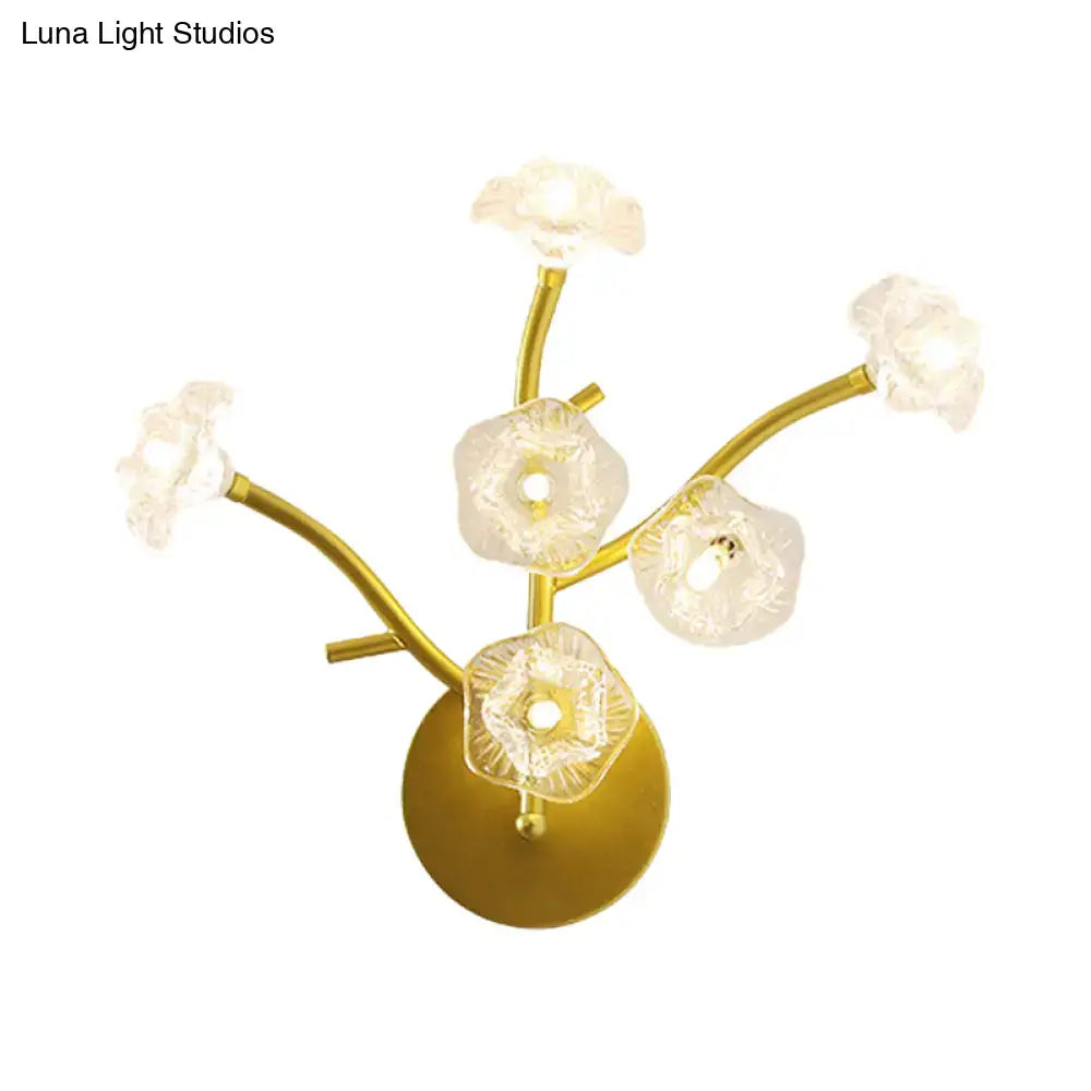 Gold floral bedside sconce with five crystal petals by Decorbites for Home & Garden on Tampa Home & Garden Store