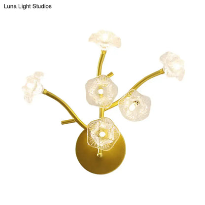 Gold floral bedside sconce with five crystal petals by Decorbites for Home & Garden on Tampa Home & Garden Store