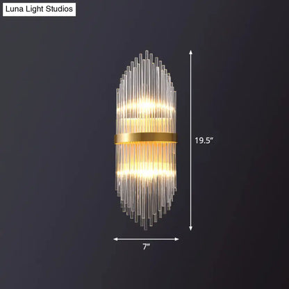 Gold flute crystal wall sconce Decorbites with glass rods and gold band 19.5in tall 7in wide on Tampa Home & Garden Store