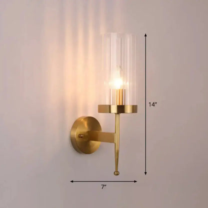 Modern Gold Fluted Glass Wall Sconce 110V