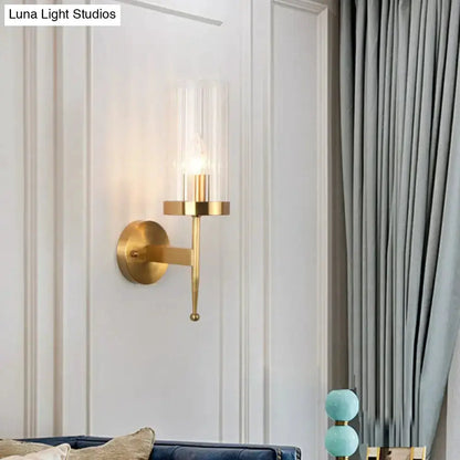 Modern Gold Fluted Glass Wall Sconce 110V