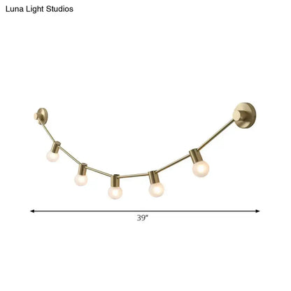 Gold bubble wall light by Decorbites, curved brass string with globe bulbs, 39" length on Tampa Home & Garden Store